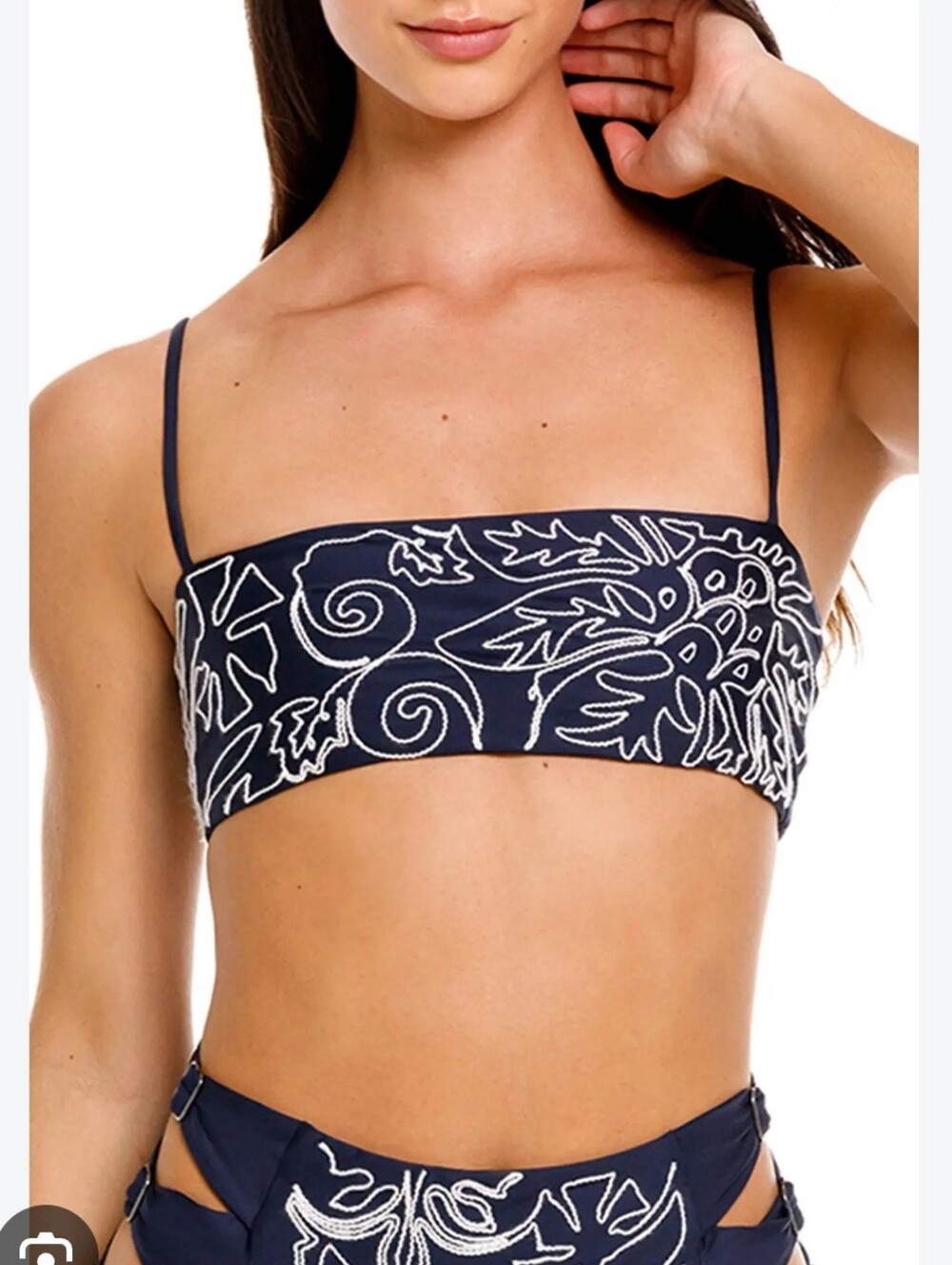 New!Agua Bendita Brietta Batik Embroidered Bikini Top